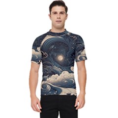 Starry Sky Moon Space Cosmic Galaxy Nature Art Clouds Art Nouveau Abstract Men s Short Sleeve Rash Guard by Posterlux