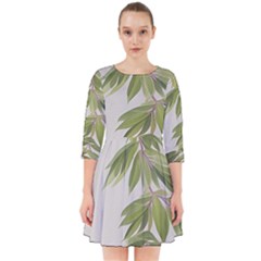 Watercolor Leaves Branch Nature Plant Growing Still Life Botanical Study Smock Dress by Posterlux