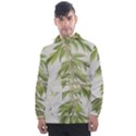 Watercolor Leaves Branch Nature Plant Growing Still Life Botanical Study Men s Front Pocket Pullover Windbreaker View1