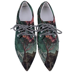 Night Sky Nature Tree Night Landscape Forest Galaxy Fantasy Dark Sky Planet Pointed Oxford Shoes by Posterlux