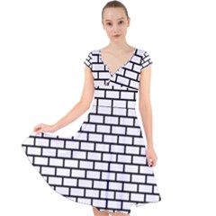 Bricks Wall Pattern Seamless Cap Sleeve Front Wrap Midi Dress by Maspions