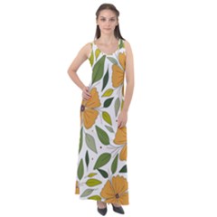 Flower Petal Plant Leaves Sleeveless Velour Maxi Dress by Maspions