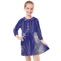 Flower Nature Abstract Art Kids  Quarter Sleeve Shirt Dress by Maspions