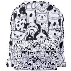 Seamless Pattern With Black White Doodle Dogs Giant Full Print Backpack by Grandong