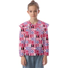 Scandinavian Abstract Pattern Kids  Peter Pan Collar Blouse by Maspions