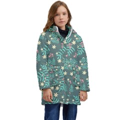 Illustration Pattern Seamless Kids  Hooded Longline Puffer Jacket by Maspions