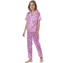 Illustration Pattern Seamless Kids  Satin Short Sleeve Pajamas Set by Maspions