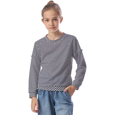 Abstract Diagonal Stripe Pattern Seamless Kids  Long Sleeve T-shirt With Frill  by Maspions