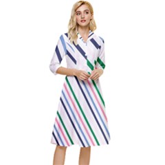 Retro Vintage Stripe Pattern Abstract Classy Knee Length Dress by Maspions