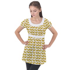 Little Bird Motif Pattern Wb Puff Sleeve Tunic Top by dflcprintsclothing