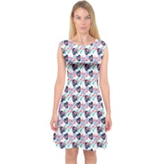 Beautiful Pattern Capsleeve Midi Dress by Sparkle