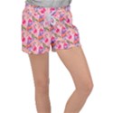 Pink Glowing Flowers Women s Velour Lounge Shorts View1