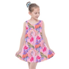 Pink Glowing Flowers Kids  Summer Dress by Sparkle