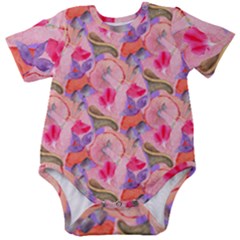 Pink Glowing Flowers Baby Short Sleeve Bodysuit by Sparkle