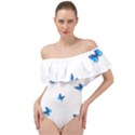 Butterfly-blue-phengaris Off Shoulder Velour Bodysuit  View1