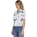 Butterfly-blue-phengaris Puffed Short Sleeve Button Up Jacket View2