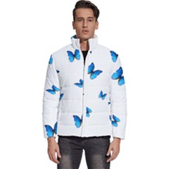 Butterfly-blue-phengaris Men s Puffer Bubble Jacket Coat by saad11