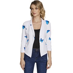 Butterfly-blue-phengaris Women s Casual 3/4 Sleeve Spring Jacket by saad11