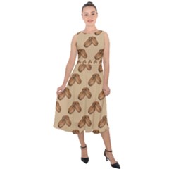 Coffee Beans Pattern Texture Midi Tie-back Chiffon Dress by Maspions