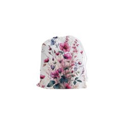 Flora Floral Flower Petal Drawstring Pouch (xs) by Maspions