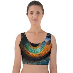 Eye Bird Feathers Vibrant Velvet Crop Top by Hannah976