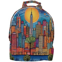 City New York Nyc Skyscraper Skyline Downtown Night Business Urban Travel Landmark Building Architec Mini Full Print Backpack by Posterlux