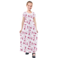 Fantasy Landscape Scene Sketchy Illustration Motif Pattern Wb Kids  Short Sleeve Maxi Dress by dflcprintsclothing