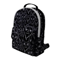 Old Man Monster Motif Black And White Creepy Pattern Flap Pocket Backpack (large) by dflcprintsclothing