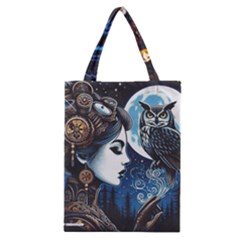 Steampunk Woman With Owl 2 Steampunk Woman With Owl Woman With Owl Strap Classic Tote Bag by CKArtCreations