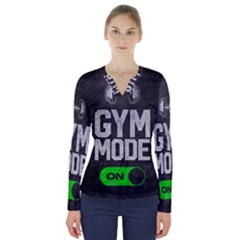 Gym Mode V-neck Long Sleeve Top by Store67