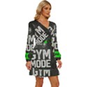 Gym mode Long Sleeve Waist Tie Ruffle Velvet Dress View3