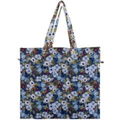 Blue Flowers Dark Blue Flowers Canvas Travel Bag by DinkovaArt