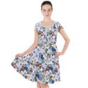 Blue Flowers Cap Sleeve Midi Dress View1