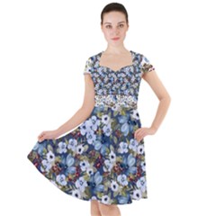 Blue Flowers Blue Flowers 2 Cap Sleeve Midi Dress by DinkovaArt