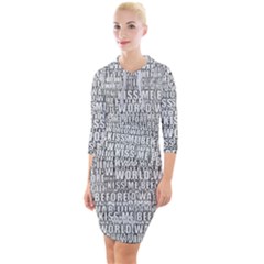 Kiss Me Before World War 3 Typographic Motif Pattern Quarter Sleeve Hood Bodycon Dress by dflcprintsclothing