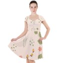 Spring Art Floral Pattern Design Cap Sleeve Midi Dress View1