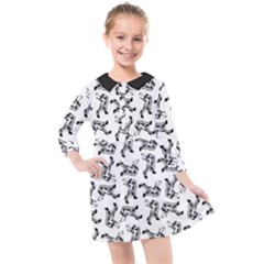 Erotic Pants Motif Black And White Graphic Pattern Black Backgrond Kids  Quarter Sleeve Shirt Dress by dflcprintsclothing