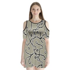 Sketchy Abstract Artistic Print Design Shoulder Cutout Velvet One Piece by dflcprintsclothing