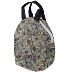 Sticker Collage Motif Pattern Black Backgrond Travel Backpack by dflcprintsclothing