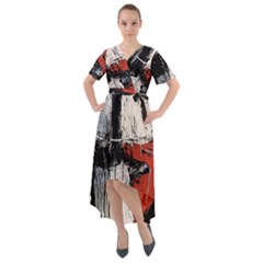 Abstract  Front Wrap High Low Dress by Sobalvarro