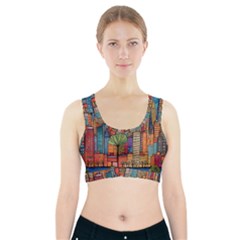 City New York Nyc Skyscraper Skyline Downtown Night Business Urban Travel Landmark Building Architec Sports Bra With Pocket by Posterlux