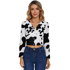 Cow Pattern Long Sleeve V-neck Top by Ket1n9