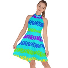 Abstract Design Pattern Sleeveless Halter Neck A-line Dress by Ndabl3x