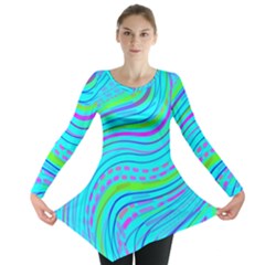 Pattern Swirl Pink Green Aqua Long Sleeve Tunic  by Ndabl3x