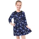 Stylized Floral Intricate Pattern Design Black Backgrond Kids  Quarter Sleeve Shirt Dress View1