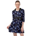 Stylized Floral Intricate Pattern Design Black Backgrond Mini Skater Shirt Dress View1