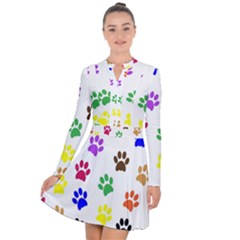 Pawprints Paw Prints Paw Animal Long Sleeve Panel Dress by Apen