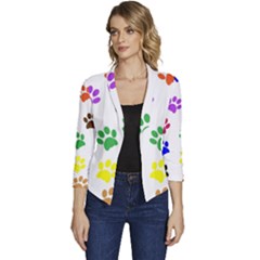 Pawprints Paw Prints Paw Animal Women s Casual 3/4 Sleeve Spring Jacket by Apen