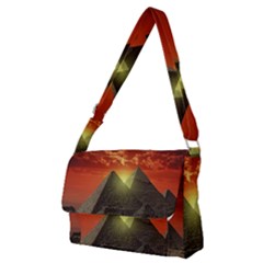 Pyramids Egypt Monument Landmark Sunrise Sunset Egyptian Full Print Messenger Bag (m) by Proyonanggan