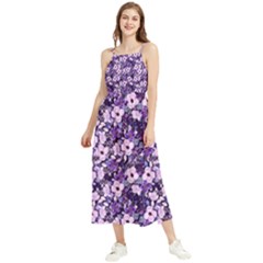 Purple Flowers 001 Purple Flowers 02 Boho Sleeveless Summer Dress by DinkovaArt